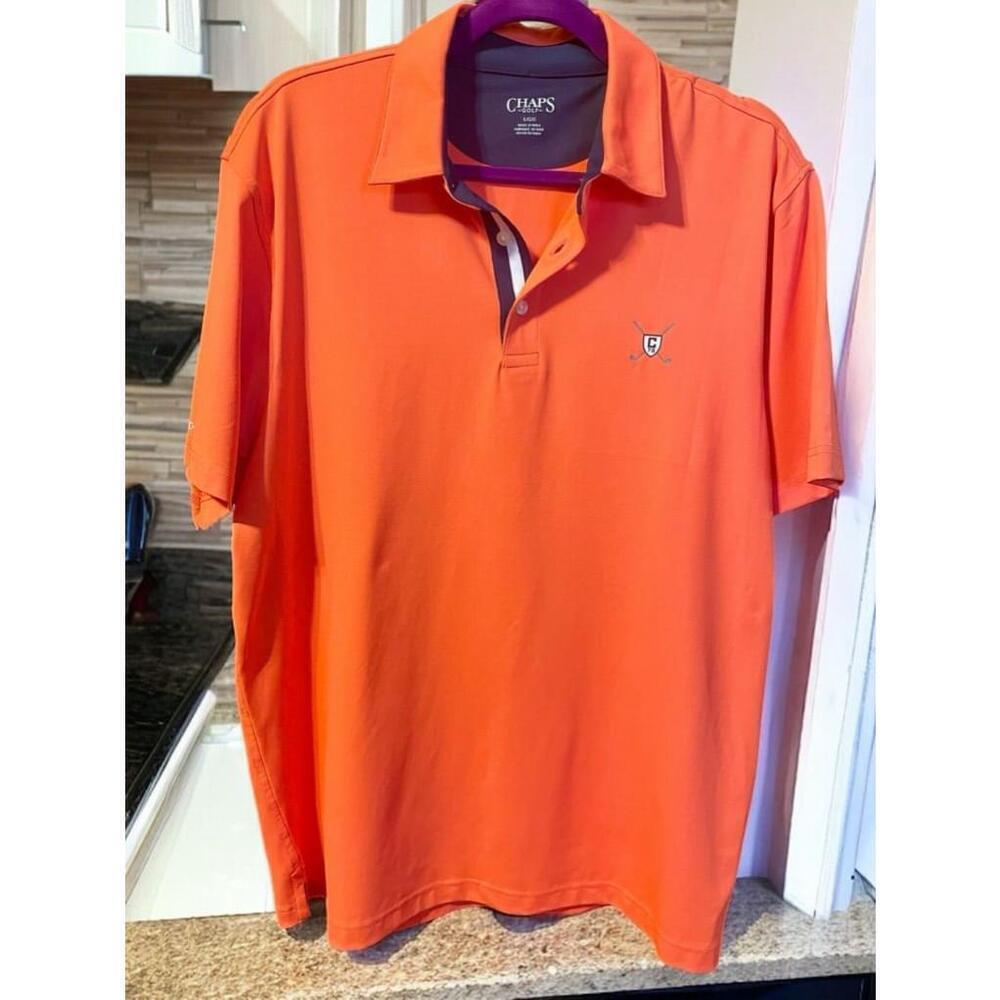 Chaps Golf L Orange short sleeve casual spring summer outdoor polo shirt